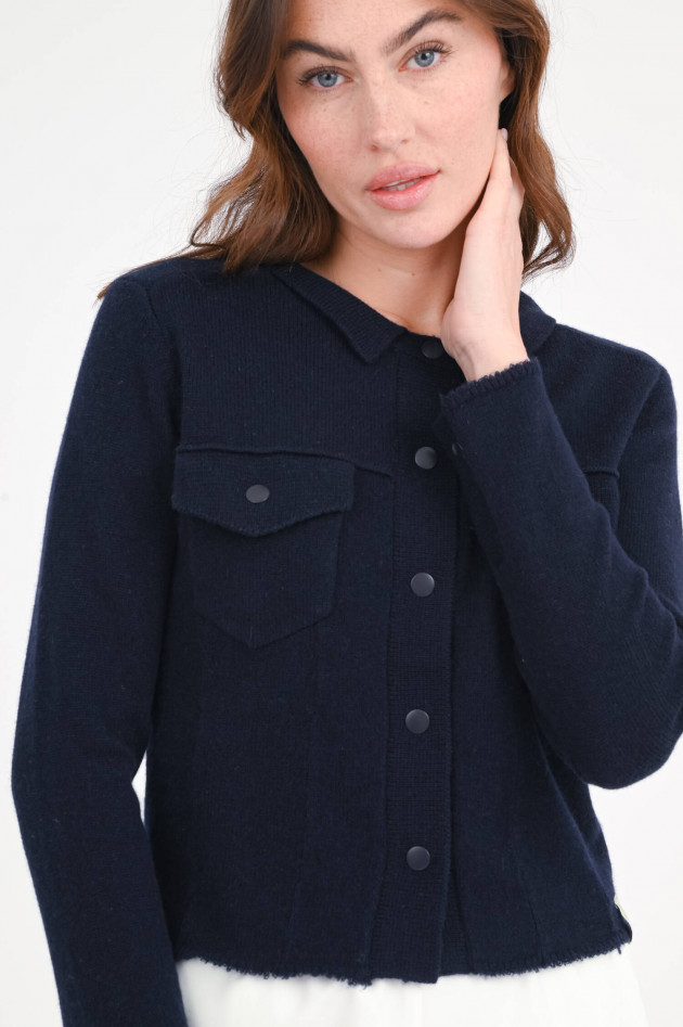 Henry Christ Strickjacke aus Cashmere-Mix in Navy