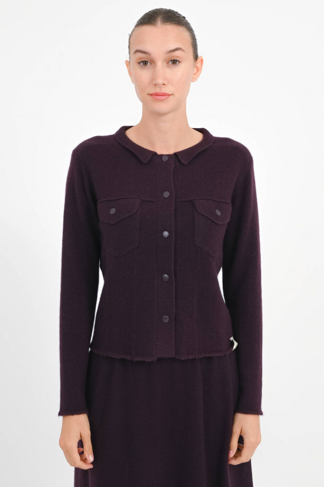 Henry Christ Strickjacke aus Cashmere-Baumwoll-Mix in Aubergine