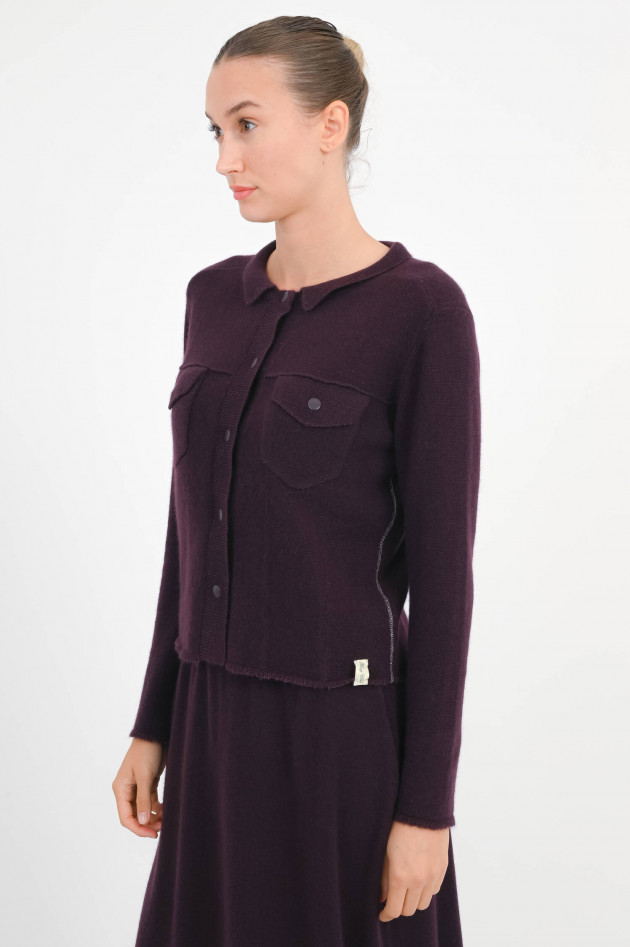 Henry Christ Strickjacke aus Cashmere-Baumwoll-Mix in Aubergine