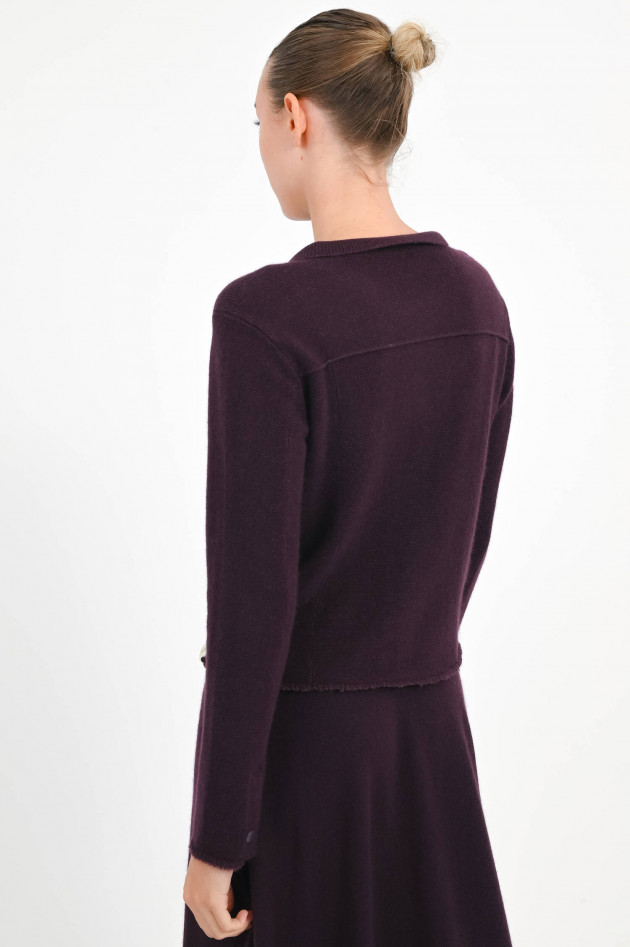 Henry Christ Strickjacke aus Cashmere-Baumwoll-Mix in Aubergine