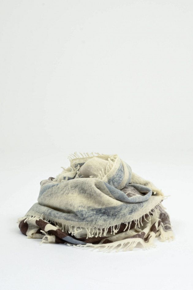 Henry Christ Cashmere Tuch in Marble/Creme/Braun gemustert