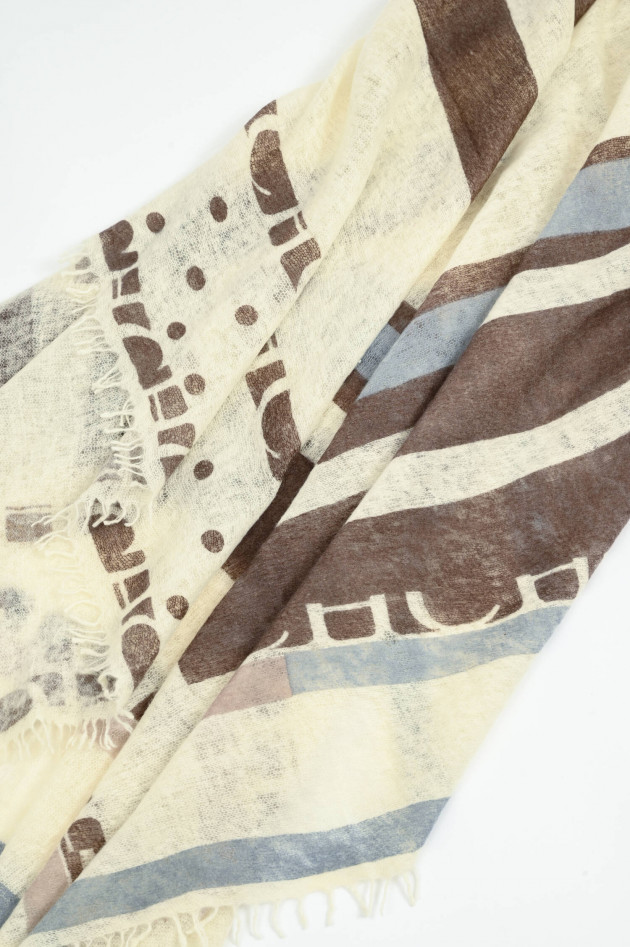 Henry Christ Cashmere Tuch in Marble/Creme/Braun gemustert