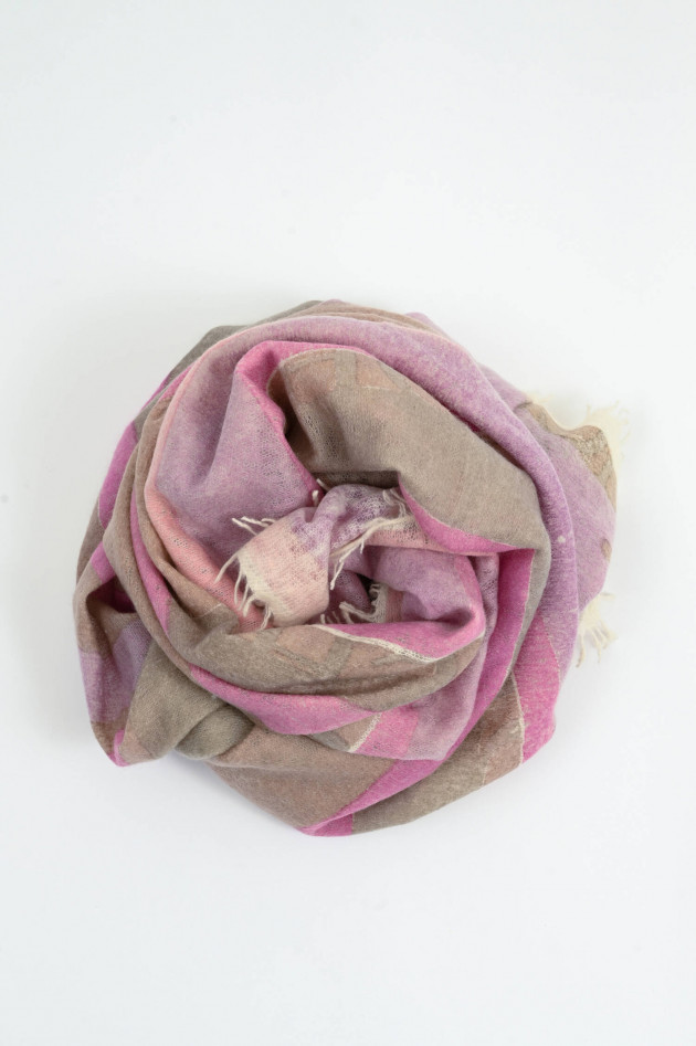 Henry Christ Cashmere Tuch in Rosa/Flieder/Taupe gemustert