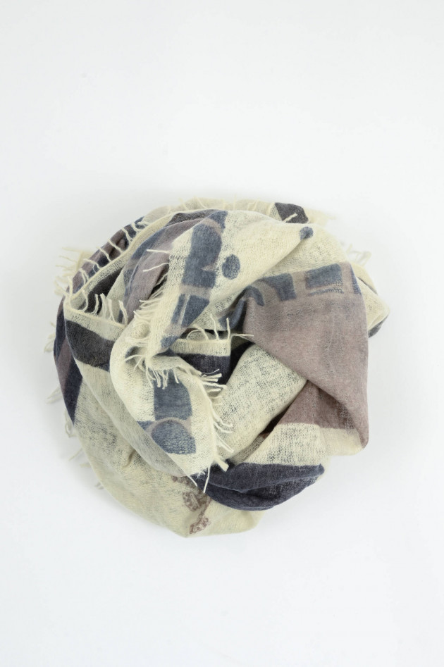 Henry Christ Cashmere Tuch in Oslo/Creme/Taupe gemustert