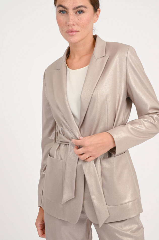 Herno Blazer zum Binden in glitzerndem Taupe