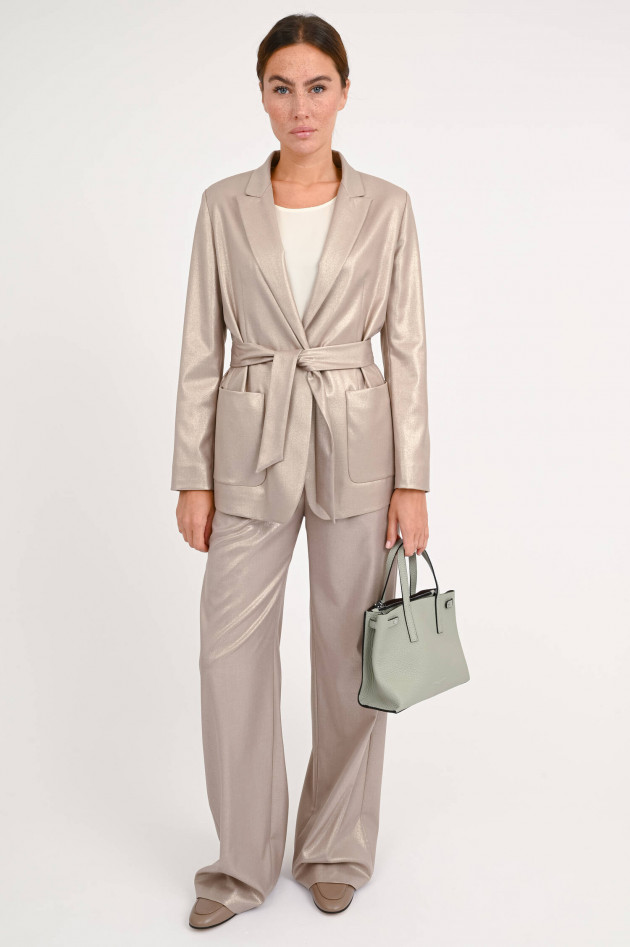 Herno Blazer zum Binden in glitzerndem Taupe