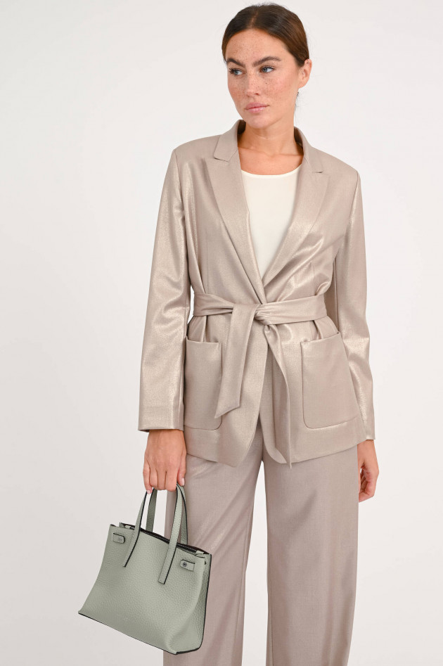 Herno Blazer zum Binden in glitzerndem Taupe