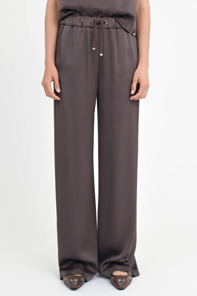 Herno Hose in Satin-Optik in Chocolate