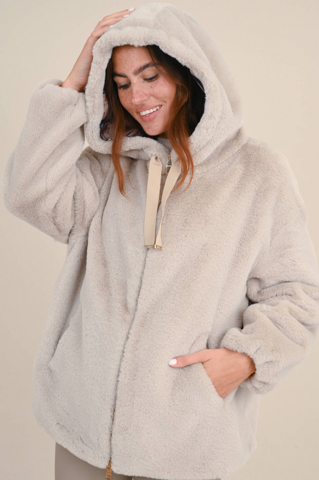 Herno Teddy Jacke mit Kapuze in Beige