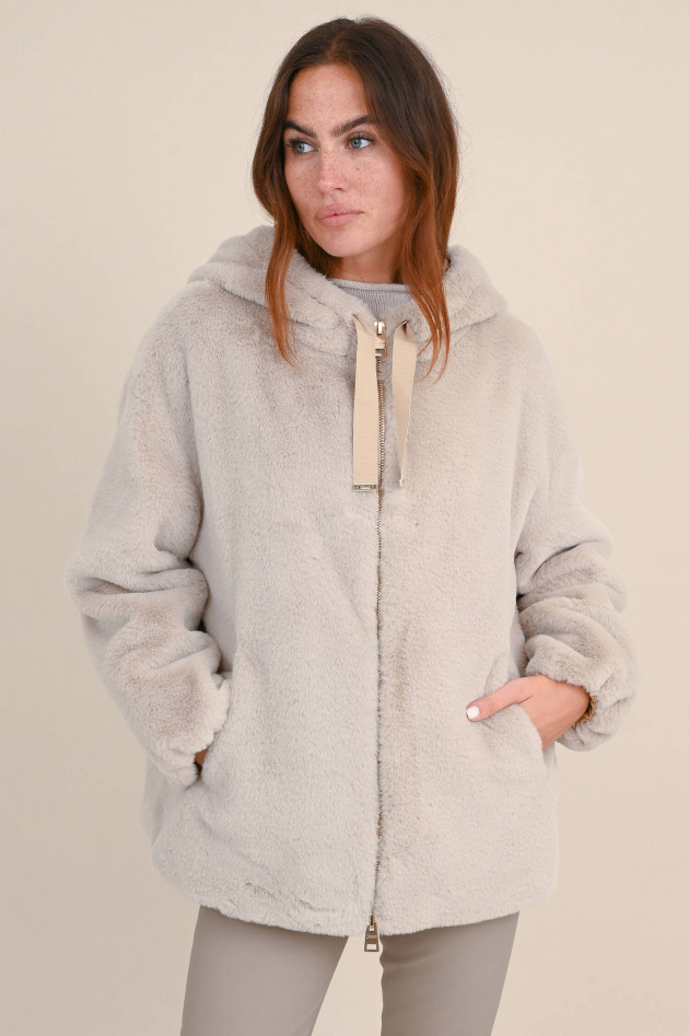 Herno Teddy Jacke mit Kapuze in Beige