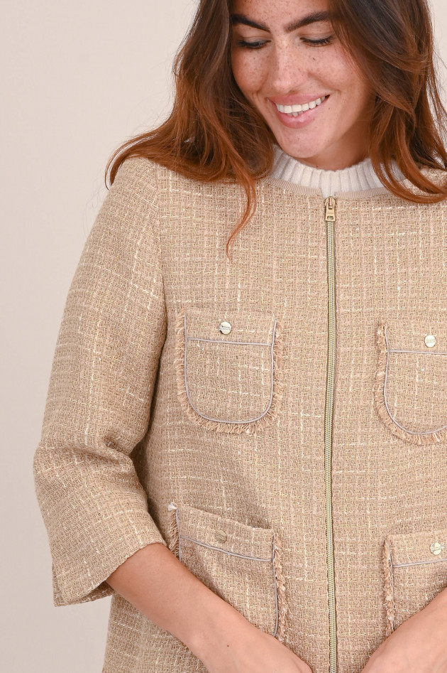 Herno Tweed Jacke mit Lurex Fäden in Beige