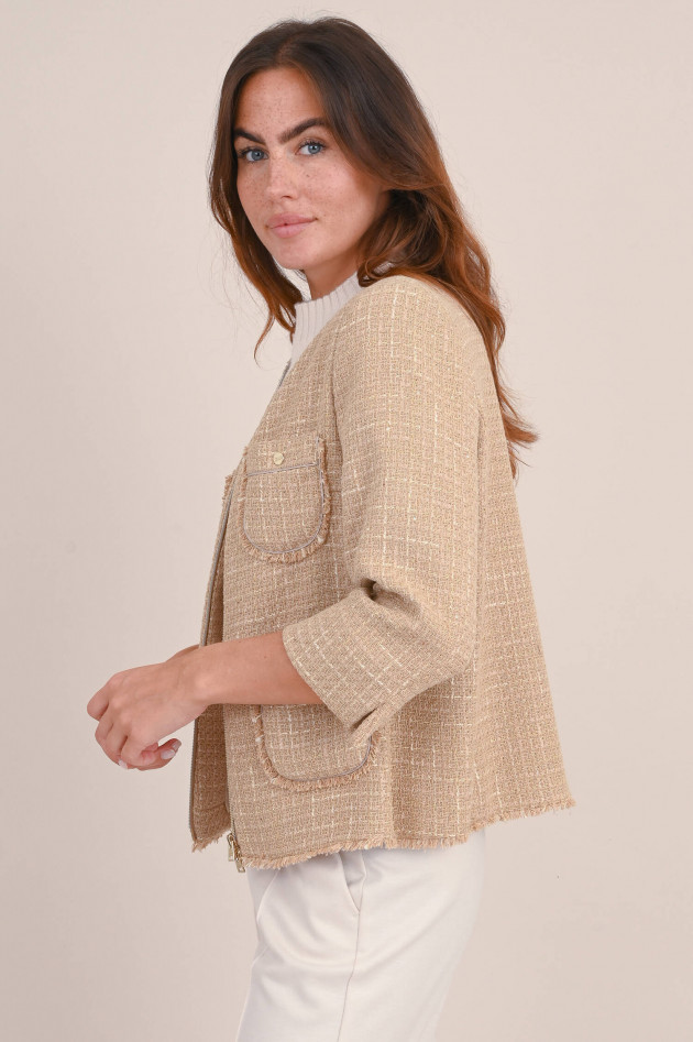 Herno Tweed Jacke mit Lurex Fäden in Beige