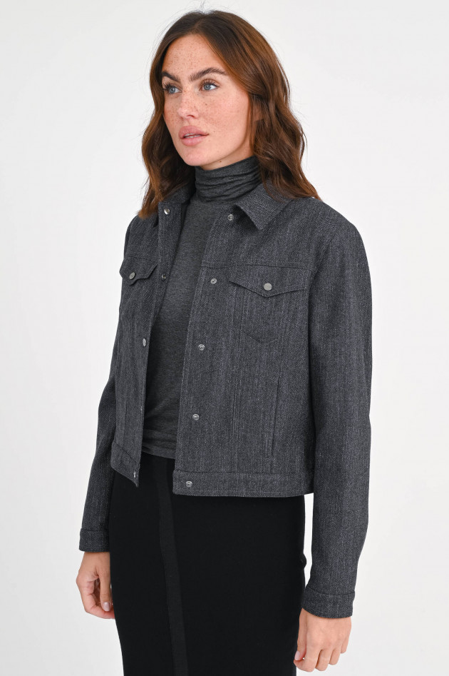Herno Jacke mit Fischgrätmuster in Anthrazit