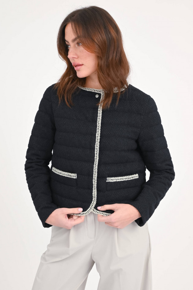 Herno Jacke in Bouclé-Optik in Schwarz/Weiß