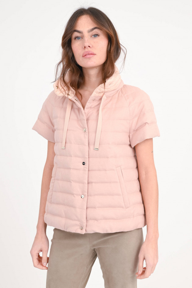 Herno Cashmere-Seide Kurzarm-Daunenweste in Rose