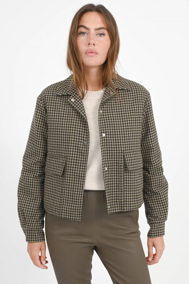Herno Hahnentritt-Jacke in Khaki/Taupe/Navy