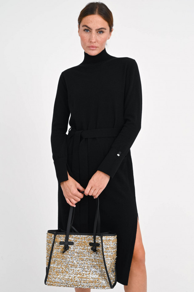 Herno Midi-Strickkleid mit Gürtel in Schwarz