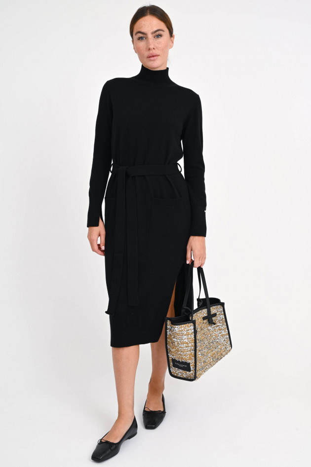 Herno Midi-Strickkleid mit Gürtel in Schwarz