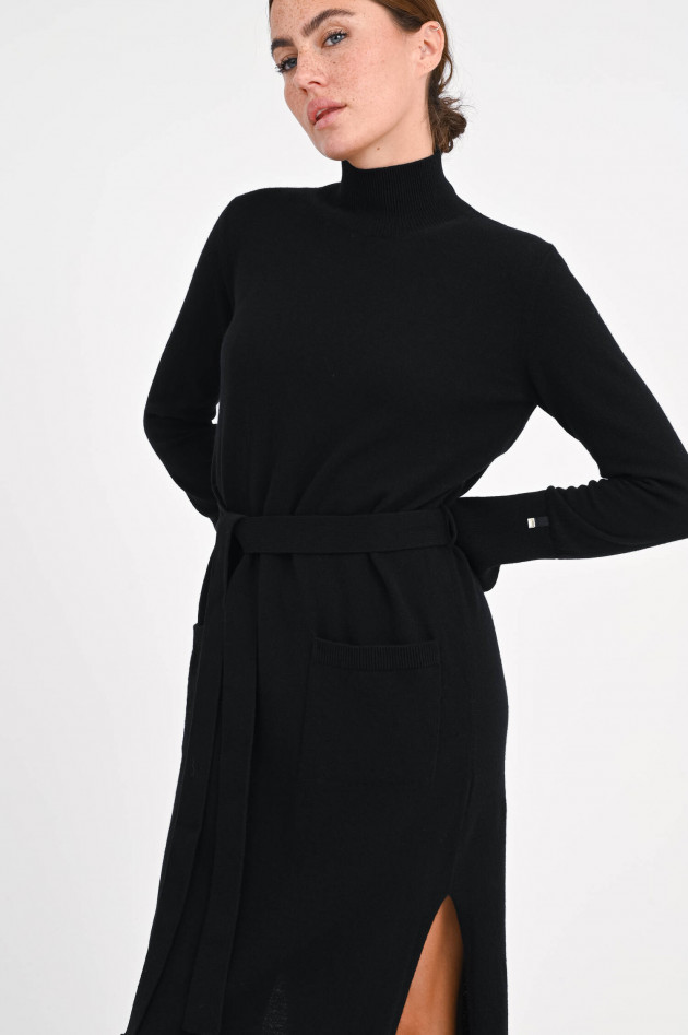 Herno Midi-Strickkleid mit Gürtel in Schwarz