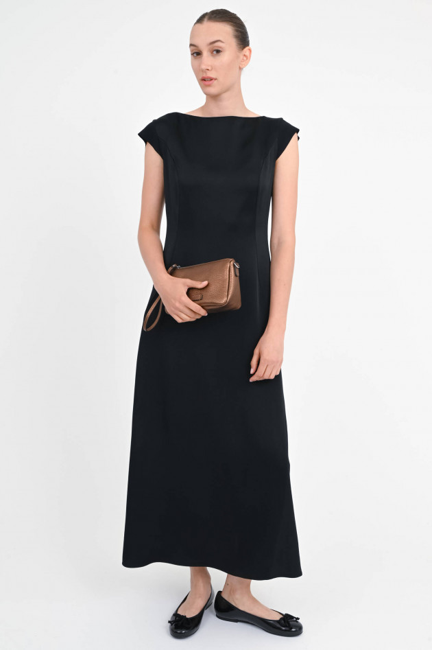 Herno Maxi-Satinkleid in Schwarz