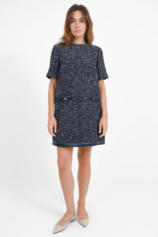 Herno Tweed Kleid mit aufgesetzten Taschen in Blue/Beige
