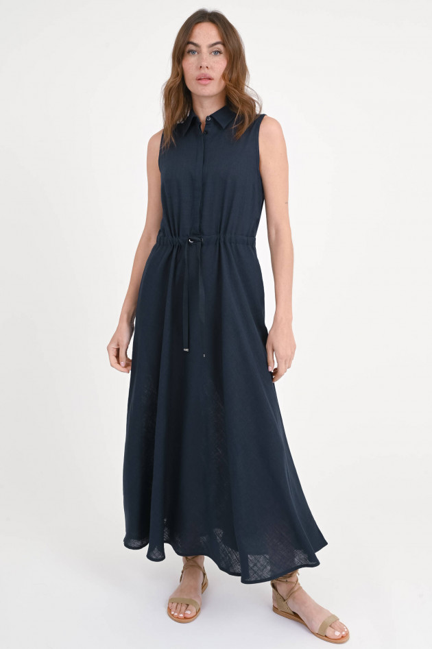 Herno  Hemdkleid aus Viskose-Leinen-Mix in Dunkelblau