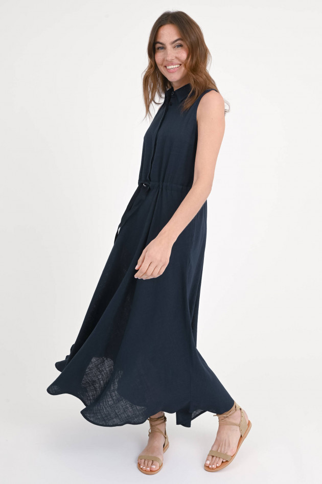 Herno  Hemdkleid aus Viskose-Leinen-Mix in Dunkelblau