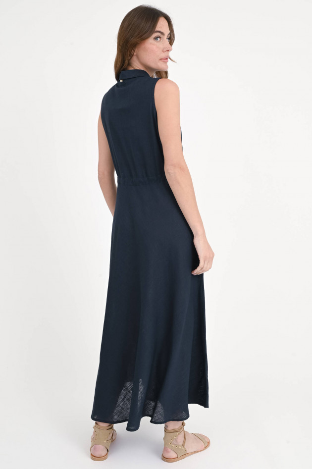 Herno  Hemdkleid aus Viskose-Leinen-Mix in Dunkelblau