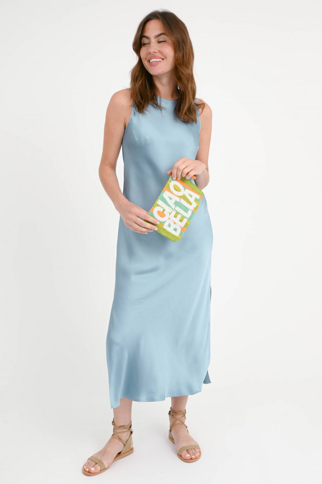 Herno Maxi-Satinkleid in Azzuro Minerale