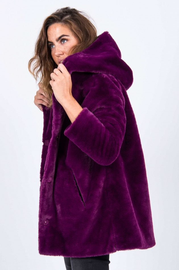 Herno Fake-Fur Mantel in Violett