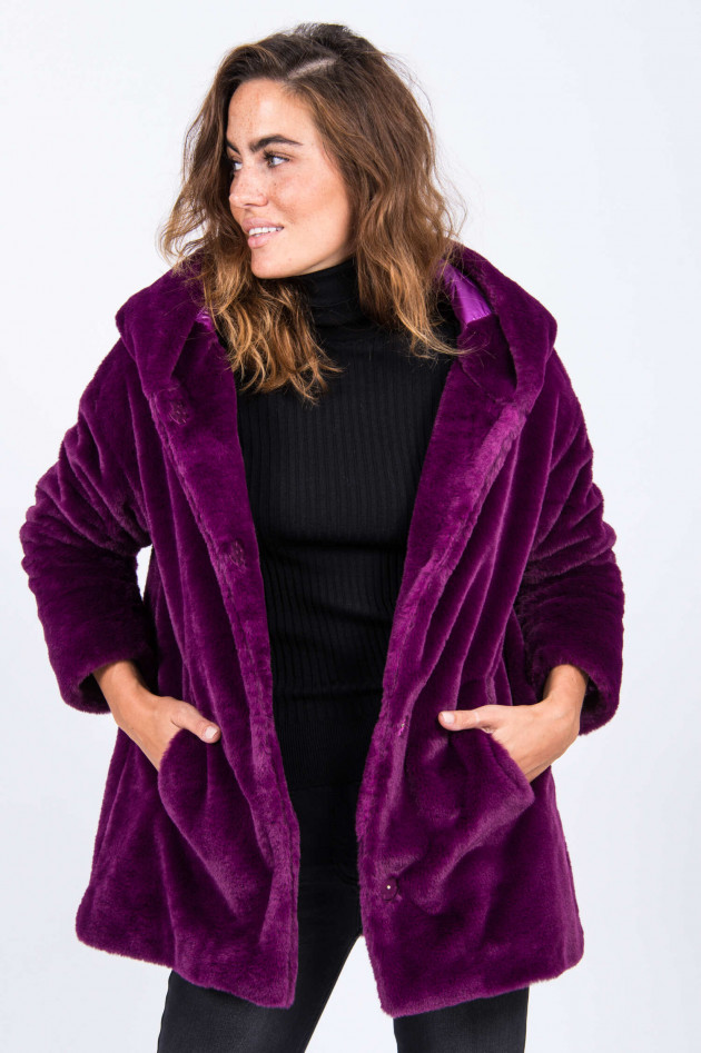 Herno Fake-Fur Mantel in Violett