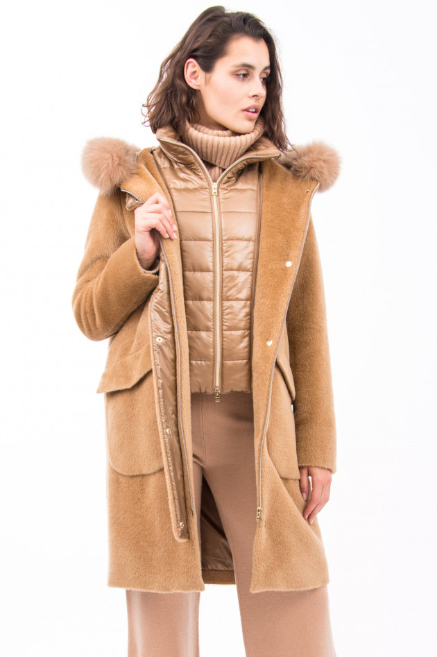 Herno Jacke mit Pelzkragen in Camel