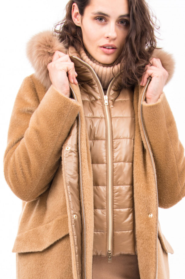 Herno Jacke mit Pelzkragen in Camel