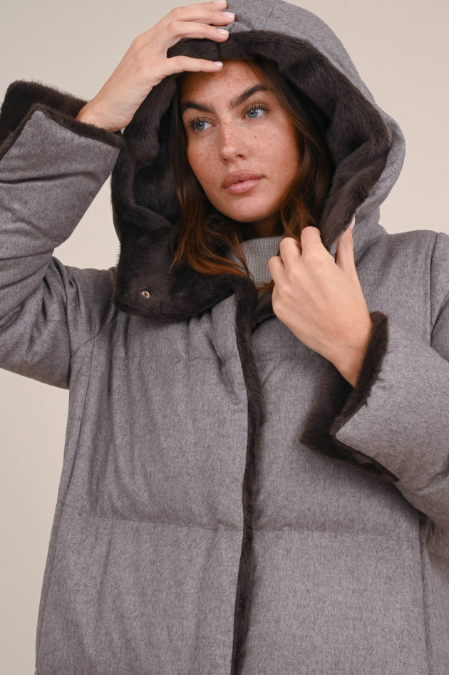 Herno Parka aus Cashmere Mix in Taupe meliert