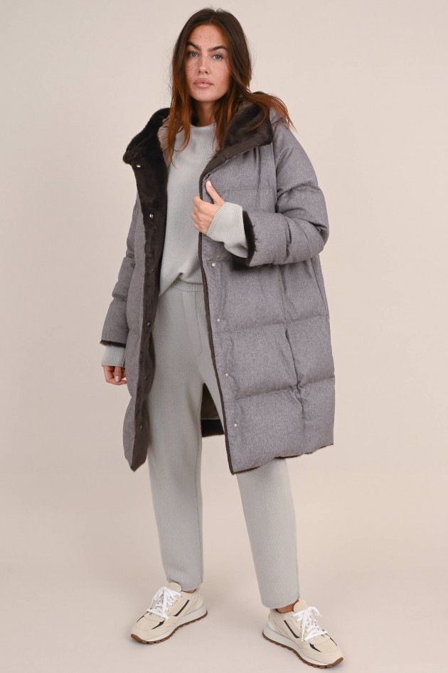 Herno Parka aus Cashmere Mix in Taupe meliert