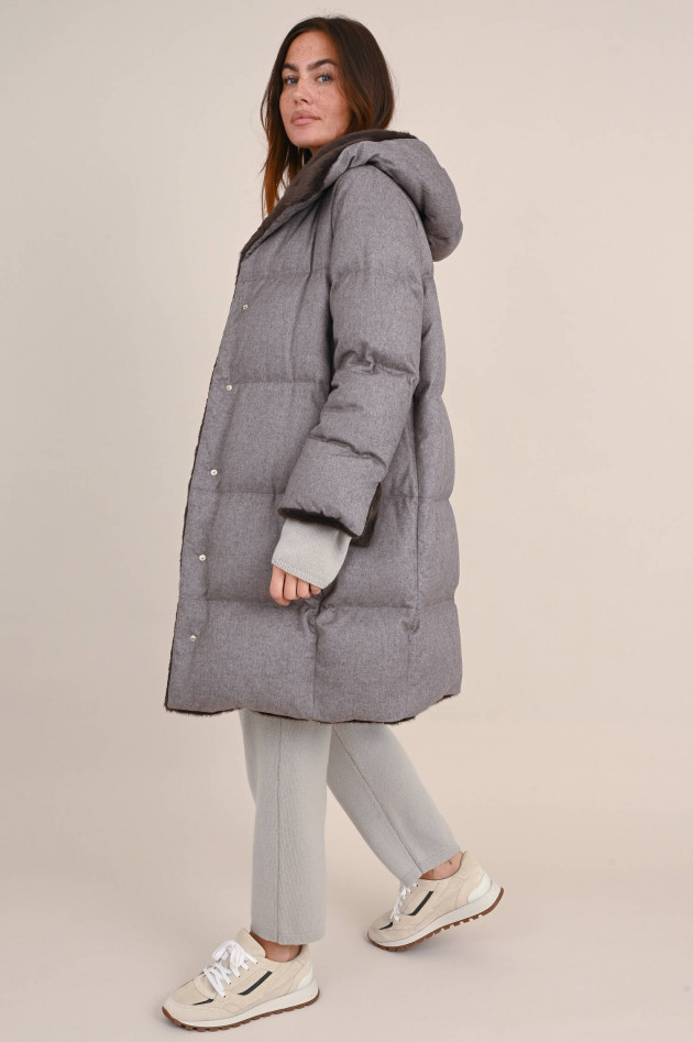 Herno Parka aus Cashmere Mix in Taupe meliert