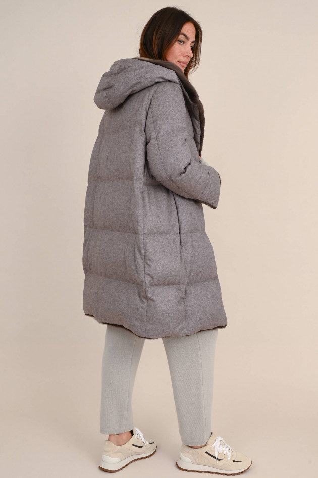 Herno Parka aus Cashmere Mix in Taupe meliert