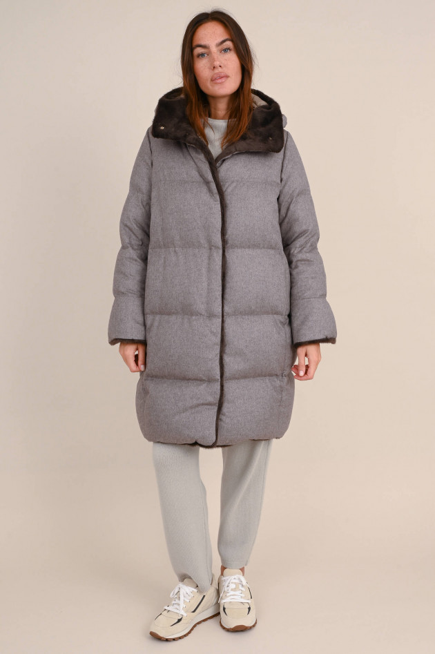 Herno Parka aus Cashmere Mix in Taupe meliert