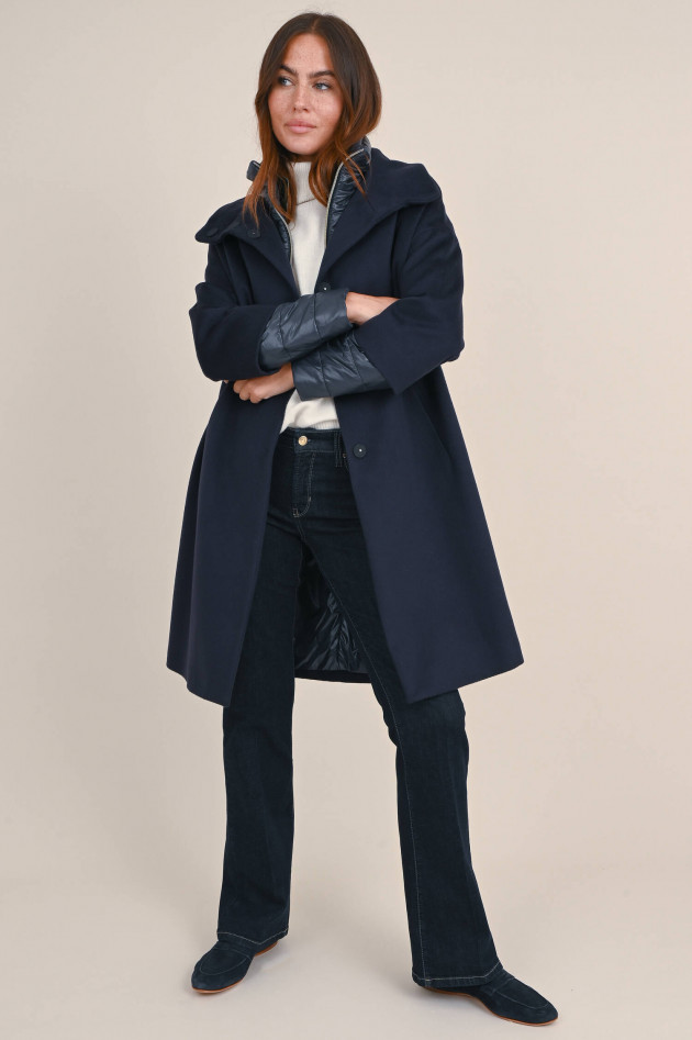 Herno Woll Mantel mit Stepp-Einsätzen in Navy