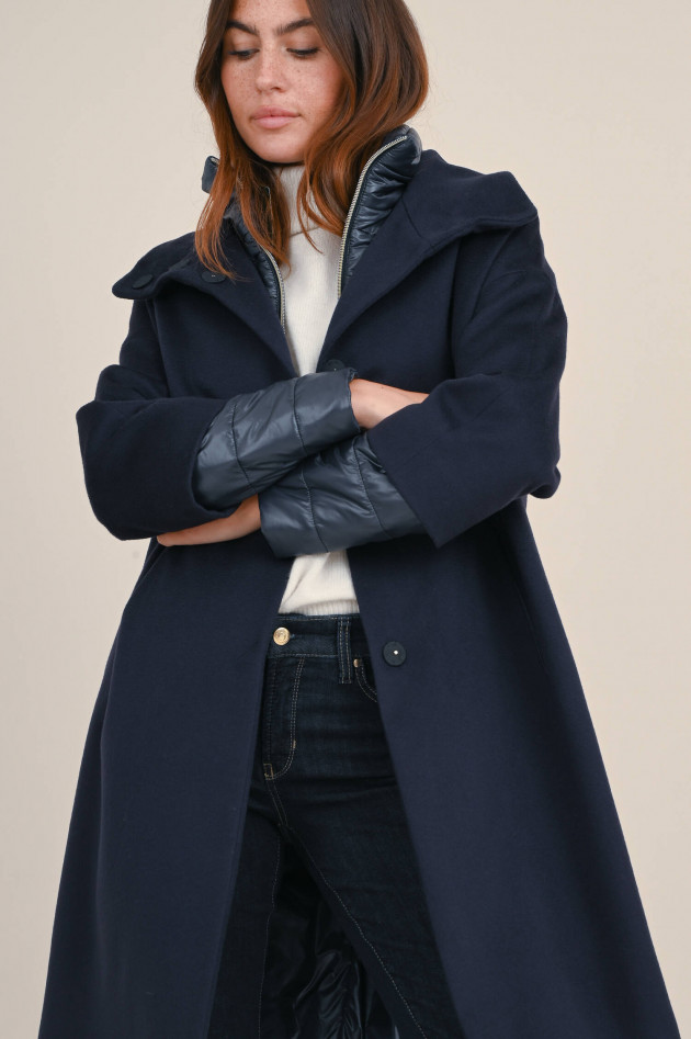 Herno Woll Mantel mit Stepp-Einsätzen in Navy