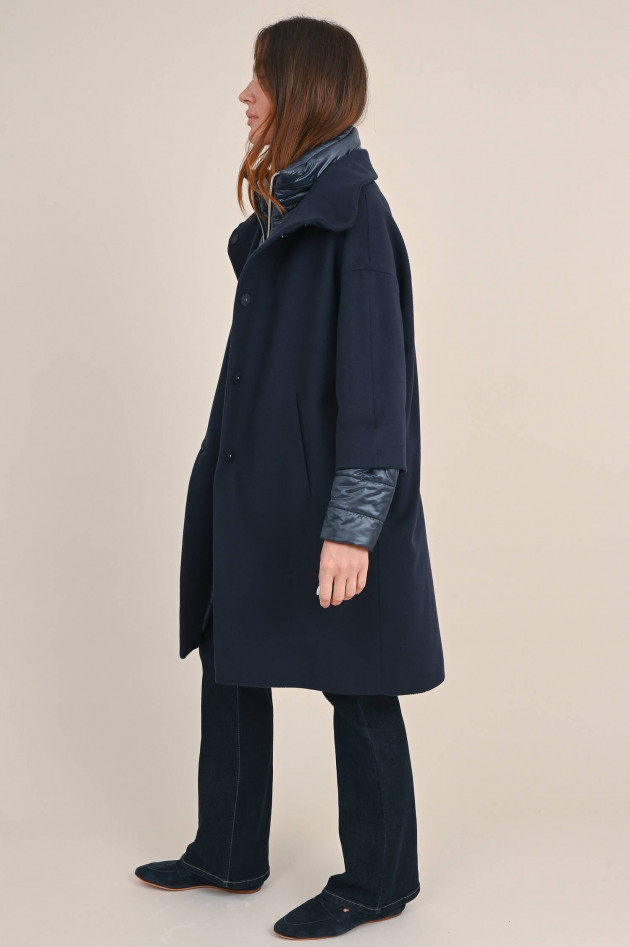 Herno Woll Mantel mit Stepp-Einsätzen in Navy
