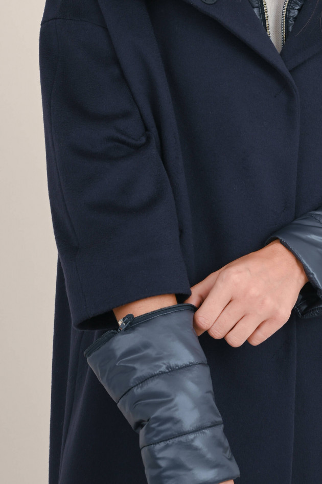 Herno Woll Mantel mit Stepp-Einsätzen in Navy