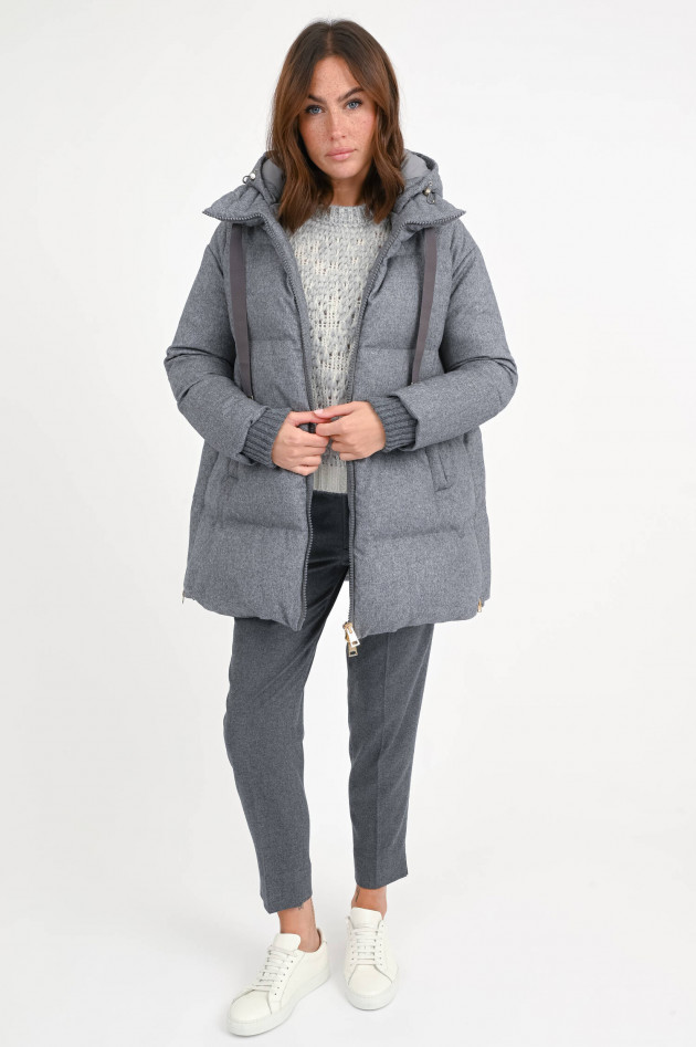 Herno  Steppmantel aus Seide-Cashmere-Mix in Grau