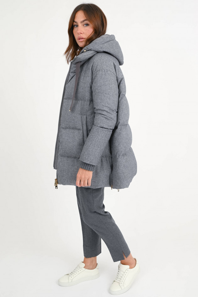 Herno  Steppmantel aus Seide-Cashmere-Mix in Grau