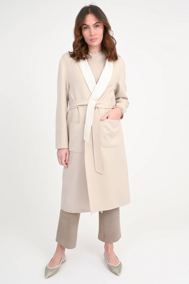 Herno Maxi-Wollmantel in Creme/Light Beige