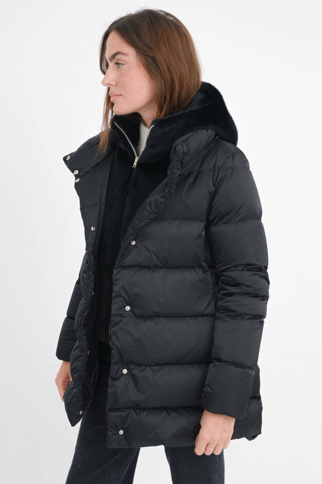 Herno Hybrid Jacke mit Kunstfelleinsatz in Schwarz