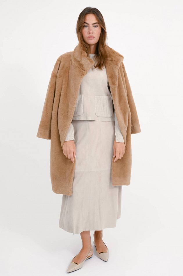 Herno Faux Fur Mantel in Camel
