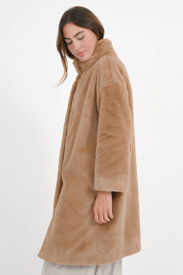 Herno Faux Fur Mantel in Camel