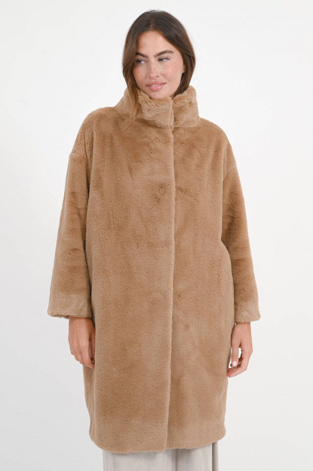Herno Faux Fur Mantel in Camel