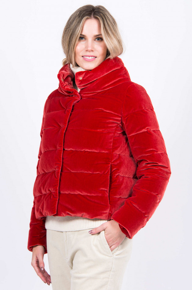 Herno Samt-Daunenjacke in Rot